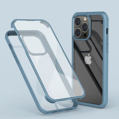 Funda Silicona Carcasa Ultrafina Transparente Goma Frontal y Trasera 360 Grados LK1 para Apple iPhone 16 Pro Max Azul Cielo