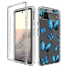 Funda Silicona Carcasa Ultrafina Transparente Goma Frontal y Trasera 360 Grados para Google Pixel 6 5G Azul