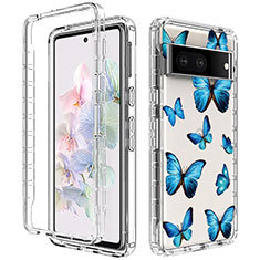 Funda Silicona Carcasa Ultrafina Transparente Goma Frontal y Trasera 360 Grados para Google Pixel 7 5G Azul