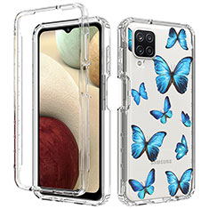 Funda Silicona Carcasa Ultrafina Transparente Goma Frontal y Trasera 360 Grados para Samsung Galaxy A12 Nacho Azul