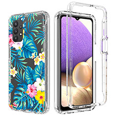 Funda Silicona Carcasa Ultrafina Transparente Goma Frontal y Trasera 360 Grados para Samsung Galaxy A32 4G Cian