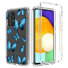 Funda Silicona Carcasa Ultrafina Transparente Goma Frontal y Trasera 360 Grados para Samsung Galaxy A52 4G Azul