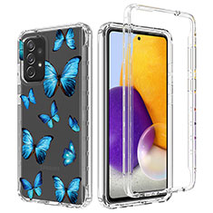 Funda Silicona Carcasa Ultrafina Transparente Goma Frontal y Trasera 360 Grados para Samsung Galaxy A72 5G Azul