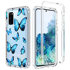 Funda Silicona Carcasa Ultrafina Transparente Goma Frontal y Trasera 360 Grados para Samsung Galaxy S20 5G Azul