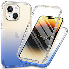 Funda Silicona Carcasa Ultrafina Transparente Goma Frontal y Trasera 360 Grados ZJ1 para Apple iPhone 14 Plus Azul