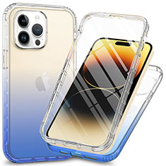 Funda Silicona Carcasa Ultrafina Transparente Goma Frontal y Trasera 360 Grados ZJ1 para Apple iPhone 14 Pro Max Azul