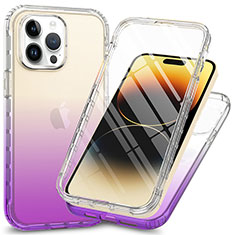 Funda Silicona Carcasa Ultrafina Transparente Goma Frontal y Trasera 360 Grados ZJ1 para Apple iPhone 15 Pro Morado