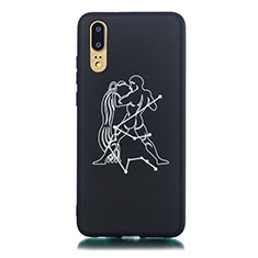 Funda Silicona Gel Goma Constelacion Carcasa S01 para Huawei P20 Negro