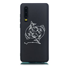 Funda Silicona Gel Goma Constelacion Carcasa S04 para Huawei P30 Negro