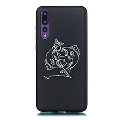 Funda Silicona Gel Goma Constelacion Carcasa S07 para Huawei P20 Pro Negro