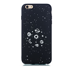 Funda Silicona Gel Goma Estrellado Carcasa para Apple iPhone 6 Plus Negro