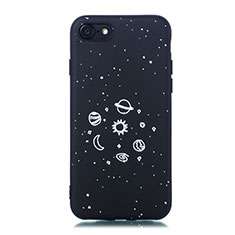 Funda Silicona Gel Goma Estrellado Carcasa para Apple iPhone 7 Negro