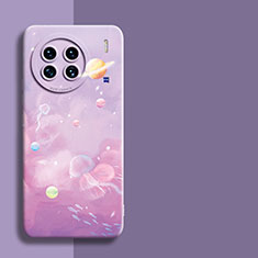 Funda Silicona Gel Goma Estrellado Carcasa para Vivo X90 Pro 5G Purpura Claro