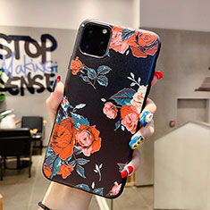 Funda Silicona Gel Goma Flores Carcasa H02 para Apple iPhone 11 Pro Max Rojo