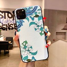 Funda Silicona Gel Goma Flores Carcasa H05 para Apple iPhone 11 Pro Max Azul