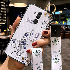 Funda Silicona Gel Goma Flores Carcasa H08 para Huawei Mate 20 Lite Blanco