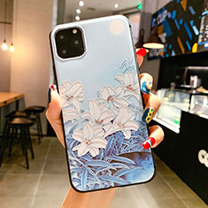 Funda Silicona Gel Goma Flores Carcasa H16 para Apple iPhone 11 Pro Azul Cielo