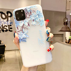 Funda Silicona Gel Goma Flores Carcasa H18 para Apple iPhone 11 Pro Azul Cielo