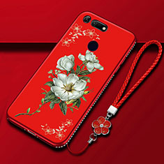 Funda Silicona Gel Goma Flores Carcasa K01 para Huawei Honor View 20 Rojo