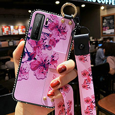 Funda Silicona Gel Goma Flores Carcasa K01 para Huawei Nova 7 SE 5G Morado