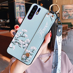 Funda Silicona Gel Goma Flores Carcasa K02 para Huawei P30 Pro Cian