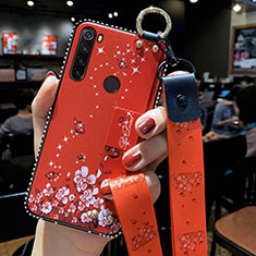 Funda Silicona Gel Goma Flores Carcasa K02 para Xiaomi Redmi Note 8 Rojo