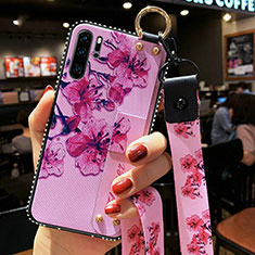 Funda Silicona Gel Goma Flores Carcasa K04 para Huawei P30 Pro Morado