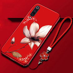 Funda Silicona Gel Goma Flores Carcasa K06 para Xiaomi Mi A3 Rojo Rosa