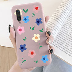 Funda Silicona Gel Goma Flores Carcasa K07 para Xiaomi Mi A3 Oro Rosa