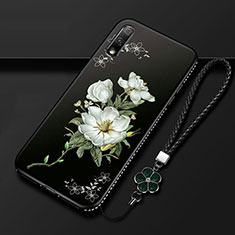 Funda Silicona Gel Goma Flores Carcasa para Huawei Enjoy 10 Blanco