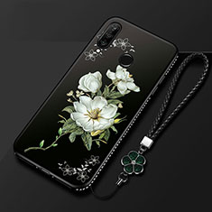 Funda Silicona Gel Goma Flores Carcasa para Huawei Enjoy 9s Negro