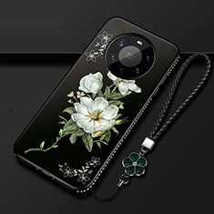 Funda Silicona Gel Goma Flores Carcasa para Huawei Mate 40 Pro+ Plus Negro