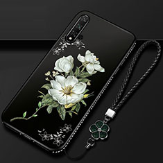 Funda Silicona Gel Goma Flores Carcasa para Huawei Nova 5 Blanco