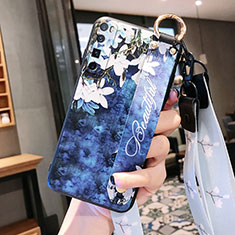 Funda Silicona Gel Goma Flores Carcasa para Huawei Nova 7 Pro 5G Azul