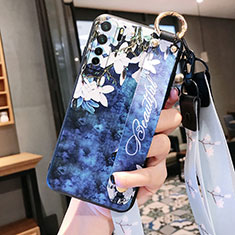 Funda Silicona Gel Goma Flores Carcasa para Huawei Nova 7 SE 5G Azul