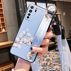 Funda Silicona Gel Goma Flores Carcasa para Huawei Nova 7 SE 5G Azul Cielo