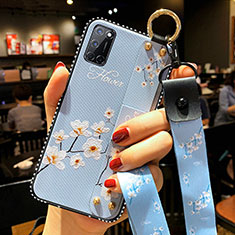 Funda Silicona Gel Goma Flores Carcasa para Oppo A52 Azul Cielo