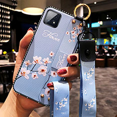 Funda Silicona Gel Goma Flores Carcasa para Oppo A72 5G Azul Claro