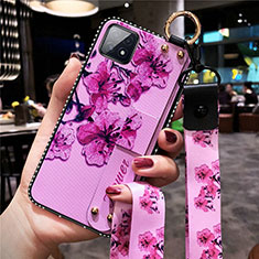 Funda Silicona Gel Goma Flores Carcasa para Oppo A73 5G Morado