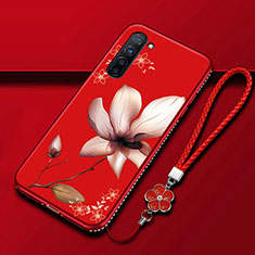 Funda Silicona Gel Goma Flores Carcasa para Oppo K7 5G Rojo Rosa