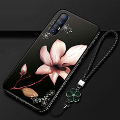 Funda Silicona Gel Goma Flores Carcasa para Oppo Reno3 Pro Marron