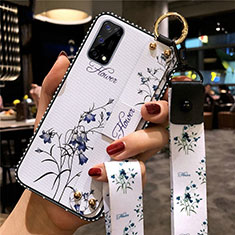 Funda Silicona Gel Goma Flores Carcasa para Realme Q2 Pro 5G Blanco