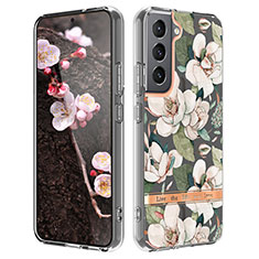 Funda Silicona Gel Goma Flores Carcasa para Samsung Galaxy S21 Plus 5G Blanco