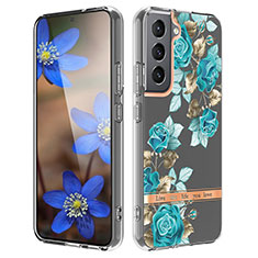 Funda Silicona Gel Goma Flores Carcasa para Samsung Galaxy S21 Plus 5G Cian