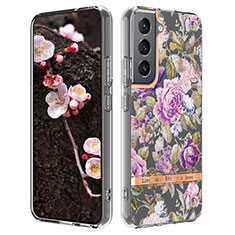 Funda Silicona Gel Goma Flores Carcasa para Samsung Galaxy S21 Plus 5G Morado