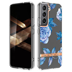 Funda Silicona Gel Goma Flores Carcasa para Samsung Galaxy S24 Plus 5G Azul