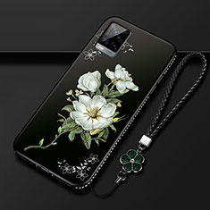 Funda Silicona Gel Goma Flores Carcasa para Vivo V20 Pro 5G Negro