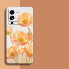 Funda Silicona Gel Goma Flores Carcasa para Vivo V25 Pro 5G Naranja