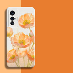 Funda Silicona Gel Goma Flores Carcasa para Vivo X70t Naranja