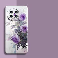 Funda Silicona Gel Goma Flores Carcasa para Vivo X90 Pro+ Plus 5G Purpura Claro